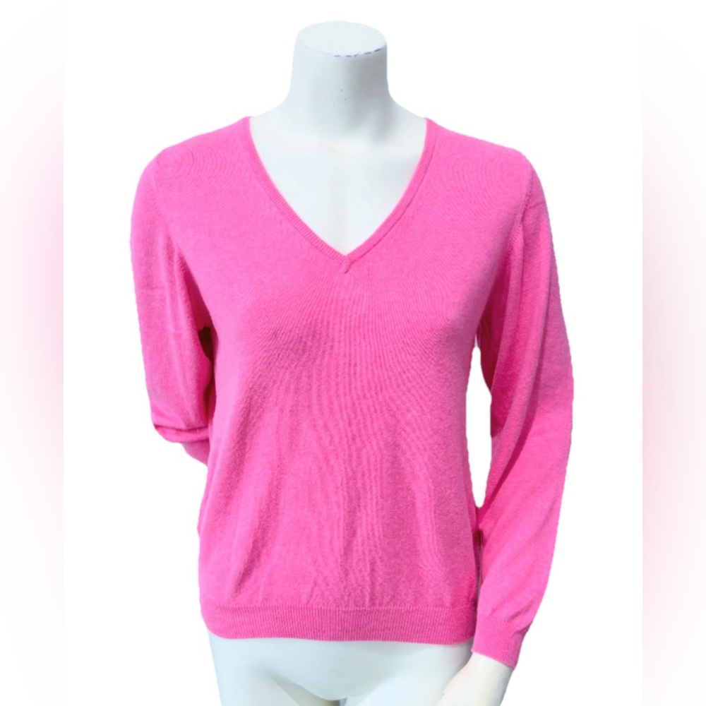 Barbour Women’s Pink V-Neck Sweater Size Medium Made in Scotland
